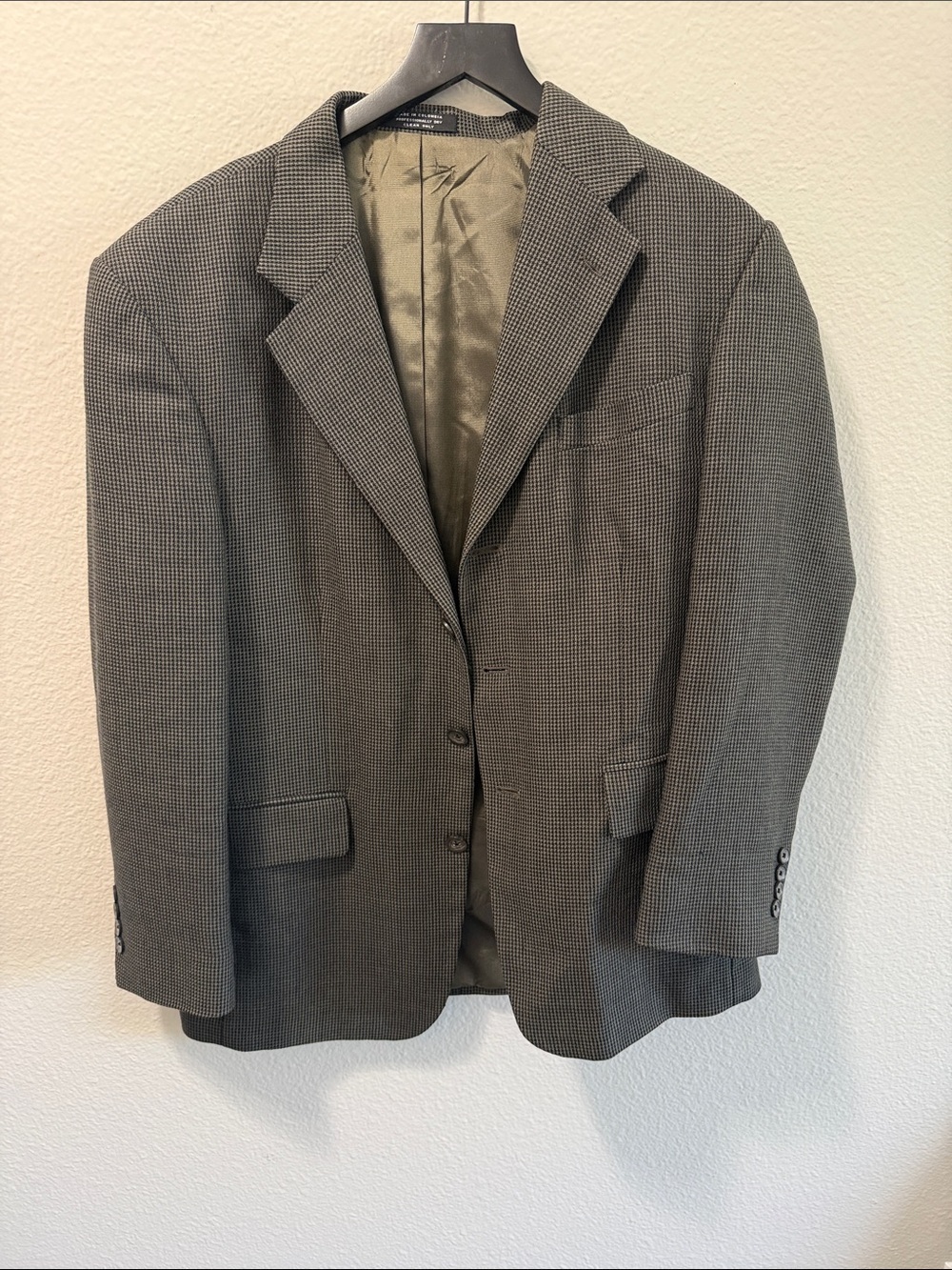 Oscar de la Renta Gray Micro-Check Wool Blazer Men's 40S